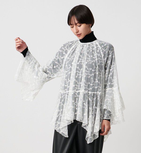 UNITED ARROWS「レース イレギュラー フリル ブラウス」|シャツ・ブラウス|
