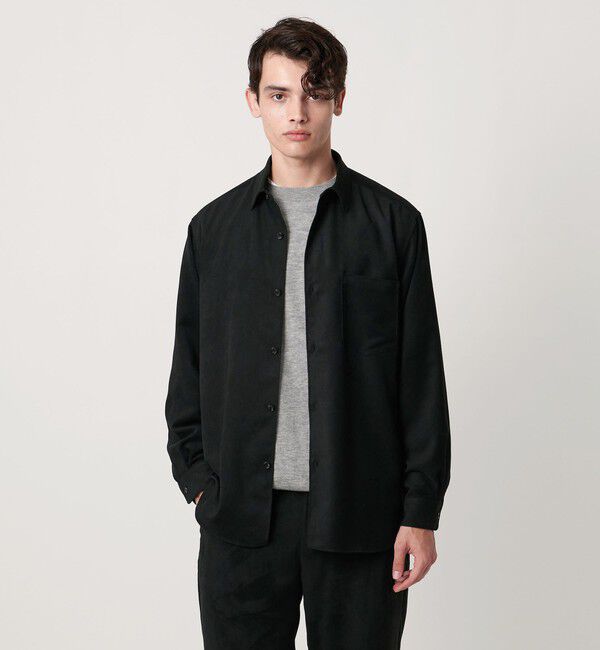 UNITED ARROWS「スエードライク レギュラーカラー オーバーシャツ」|シャツ・ブラウス|BLACK
