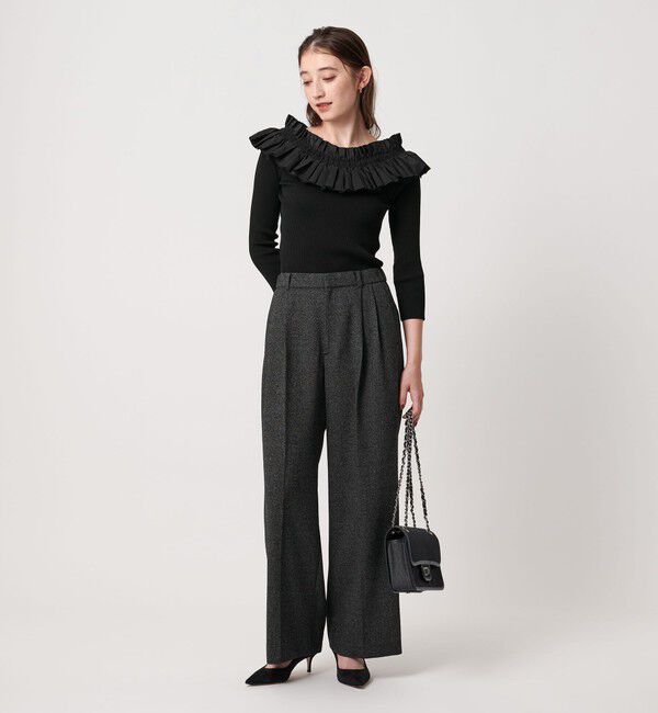 UNITED ARROWS「ギャザー オフショルダー 7分袖ニット ‐ウォッシャブル‐」|ニット・セーター|