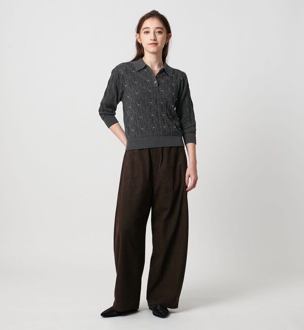 UNITED ARROWS「フェイクパール レース プルオーバー ニット ウォッシャブル」|ニット・セーター|