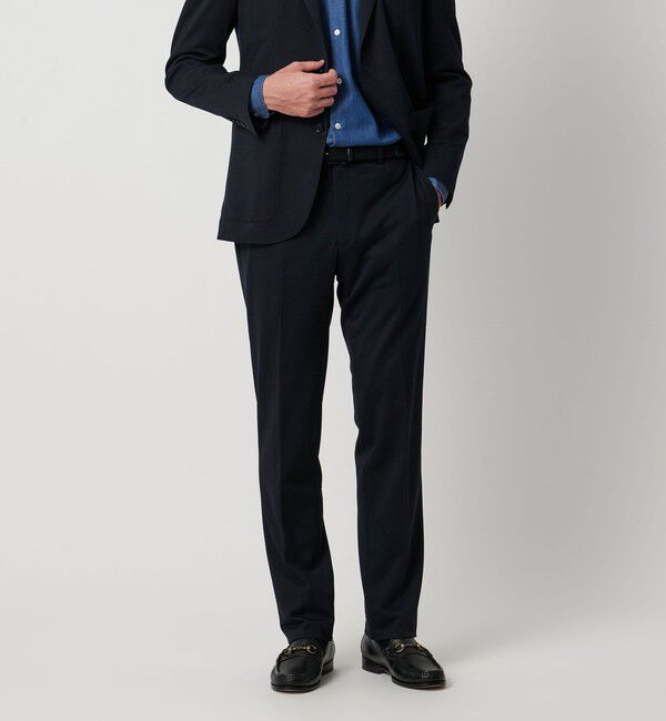 UNITED ARROWS「メランジ ジャージ ノープリーツ スラックス COMFORT EASY-MODEL」|スーツ|NAVY