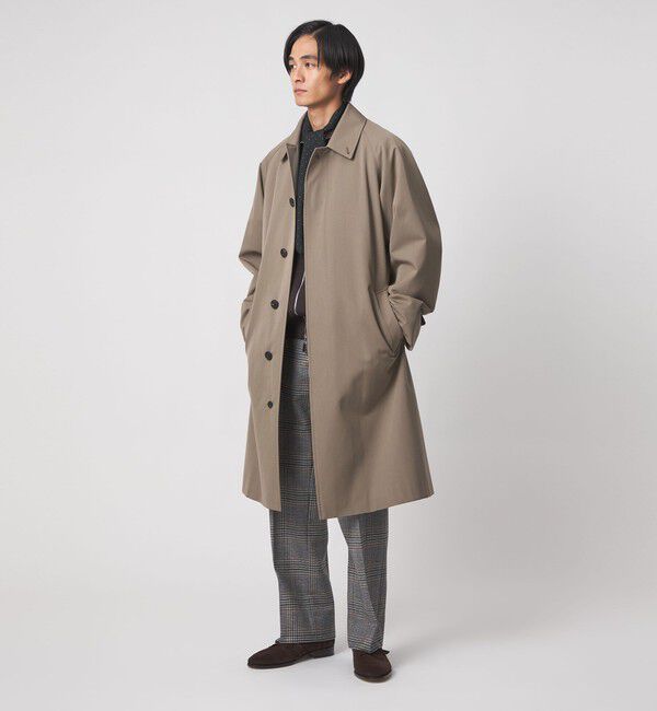 UNITED ARROWS「ウール コットン ギャバジン ベルテッド バルマカーンコート 撥水」|ステンカラーコート|