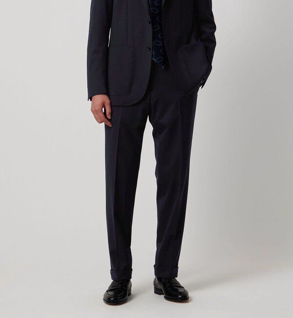 UNITED ARROWS「3シーズン ツイル ノープリーツ スラックスCOMFORT EASY‐MODEL 2WAYストレッチ 撥水 防シワ」|スーツ|NAVY