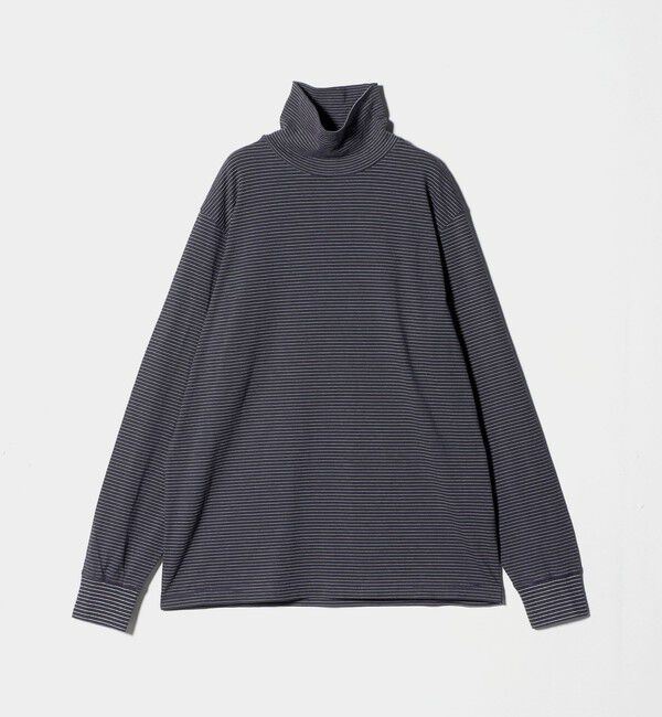 UNITED ARROWS「＜Yonetomi＞GARMENT DYED BORDER T-SHIRT/ボーダー タートルネック ロングTシャツ」|Tシャツ・カットソー|NAVY