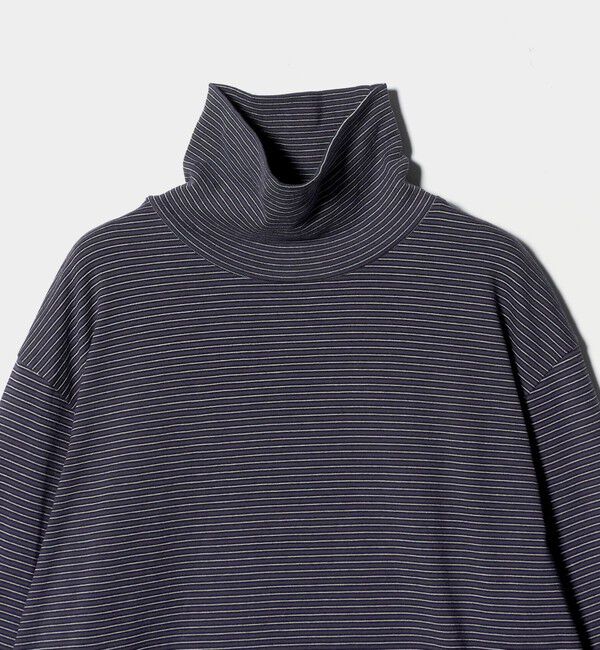 UNITED ARROWS「＜Yonetomi＞GARMENT DYED BORDER T-SHIRT/ボーダー タートルネック ロングTシャツ」|Tシャツ・カットソー|