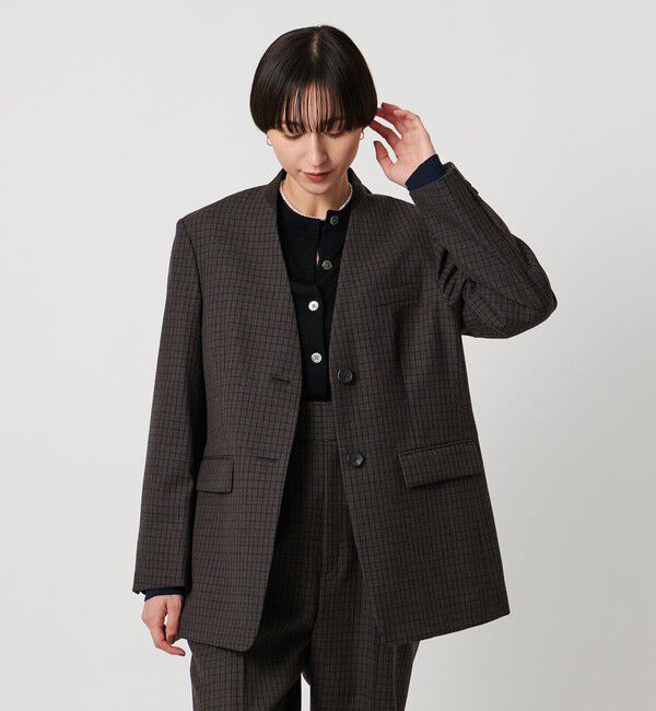 UNITED ARROWS「ガンクラブ チェック ジャケット」|ノーカラージャケット|