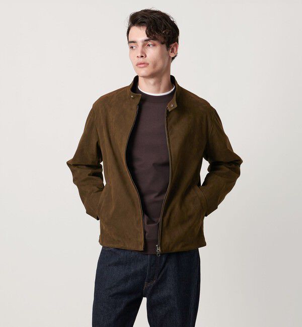 UNITED ARROWS「スエードライク シングル ライダースジャケット」|ブルゾン・スタジャン|