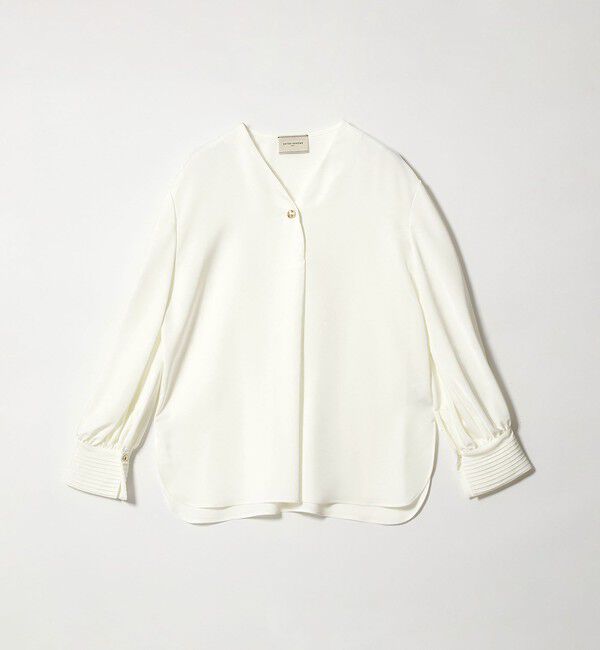 UNITED ARROWS「サテン Vネック ブラウス ‐ウォッシャブル‐」|シャツ・ブラウス|