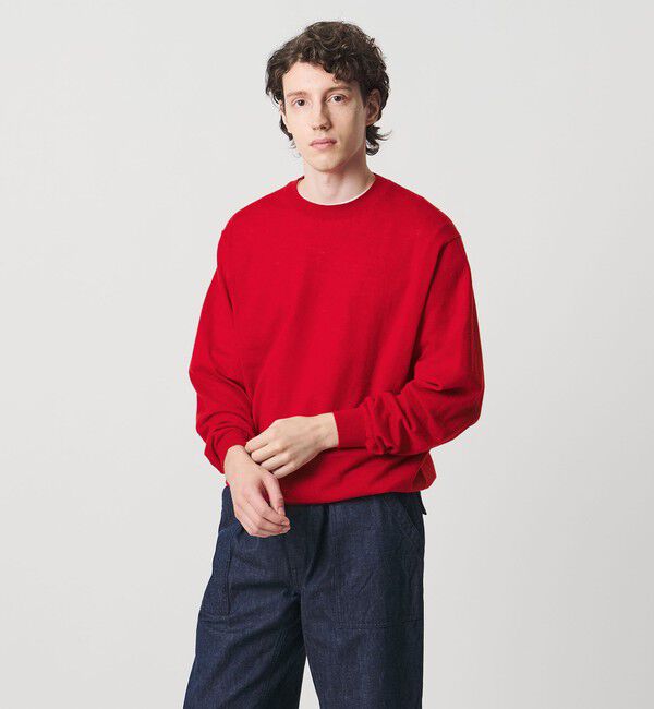 UNITED ARROWS「カシミヤ ハイゲージ クルーネックニット」|ニット・セーター|RED