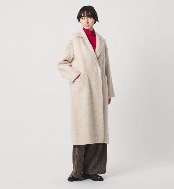 UNITED ARROWS「シャギー ビッグ テーラード コート」|チェスターコート|OFF WHITE