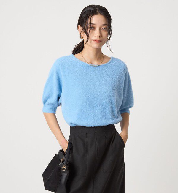 UNITED ARROWS green label relaxing「フラッフフェザー 2WAY ショートスリーブ ニット プルオーバー -ウォッシャブル-」|ニット・セーター|LT.BLUE