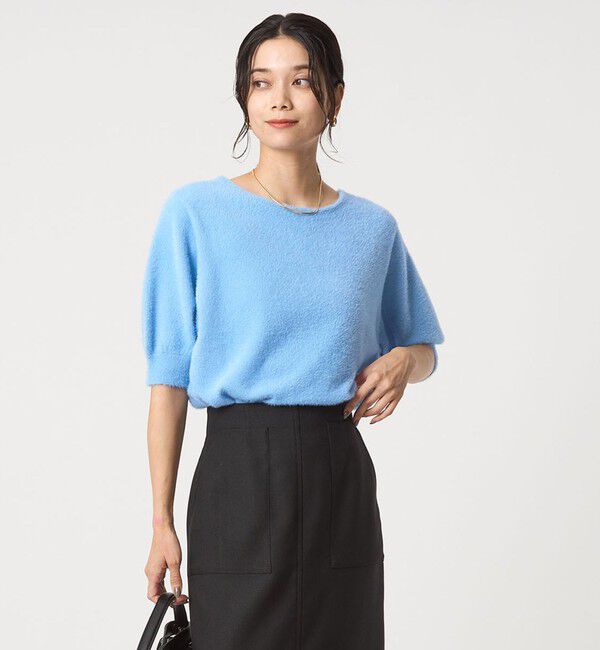 UNITED ARROWS green label relaxing「フラッフフェザー 2WAY ショートスリーブ ニット プルオーバー -ウォッシャブル-」|ニット・セーター|