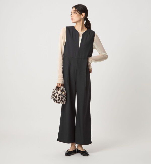 UNITED ARROWS green label relaxing「［size SHORT/TALLあり］ツイードライク キーネック オールインワン」|オールインワン|