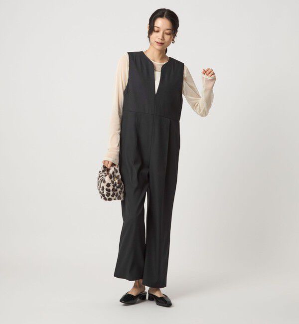 UNITED ARROWS green label relaxing「［size SHORT/TALLあり］ツイードライク キーネック オールインワン」|オールインワン|