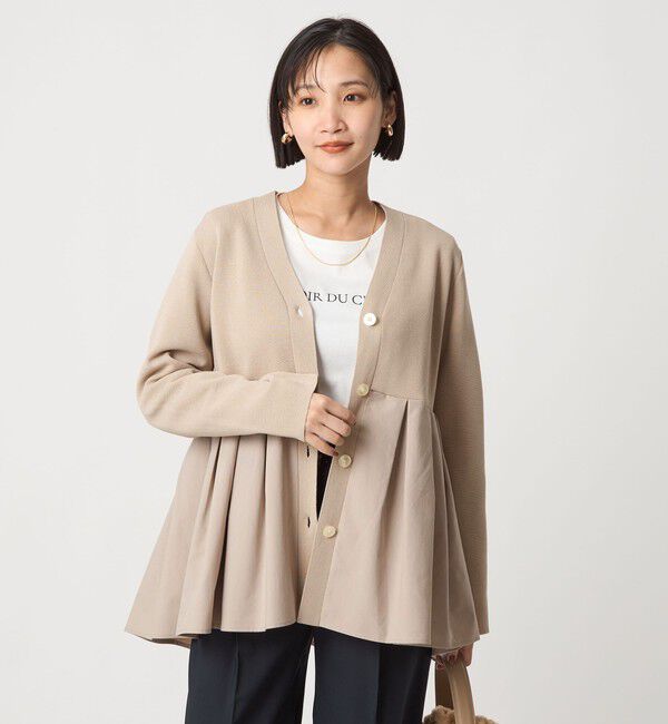 UNITED ARROWS green label relaxing「ドッキング ペプラム Vネック ニット カーディガン -ウォッシャブル-」|カーディガン|