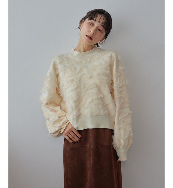 EMMEL REFINES「＜EMMEL REFINES＞EM HW チュールシシュウ スウェットライク ニット プルオーバー」|ニット・セーター|