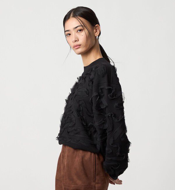 EMMEL REFINES「＜EMMEL REFINES＞EM HW チュールシシュウ スウェットライク ニット プルオーバー」|ニット・セーター|