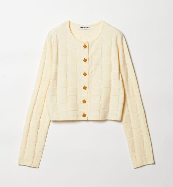 EMMEL REFINES「＜EMMEL REFINES＞EM HW スクエアアミ ＆ ボタン カーディガン」|カーディガン|OFF WHITE