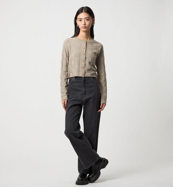 EMMEL REFINES「＜EMMEL REFINES＞EM HW スクエアアミ ＆ ボタン カーディガン」|カーディガン|