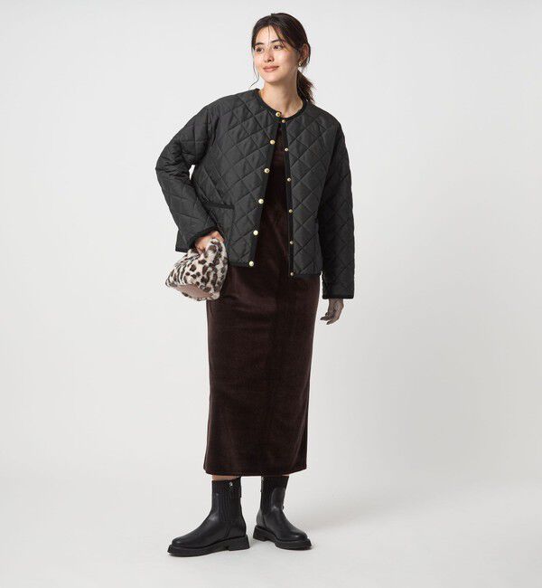 UNITED ARROWS green label relaxing「【別注】＜Traditional Weatherwear＞ARKLEY Aライン キルティング ショート コート」|ノーカラーコート|