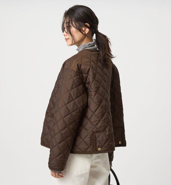 UNITED ARROWS green label relaxing「【別注】＜Traditional Weatherwear＞ARKLEY Aライン キルティング ショート コート」|ノーカラーコート|