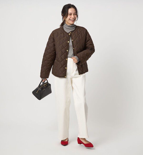 UNITED ARROWS green label relaxing「【別注】＜Traditional Weatherwear＞ARKLEY Aライン キルティング ショート コート」|ノーカラーコート|