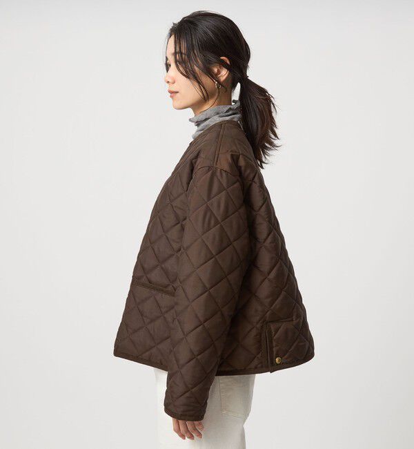 UNITED ARROWS green label relaxing「【別注】＜Traditional Weatherwear＞ARKLEY Aライン キルティング ショート コート」|ノーカラーコート|