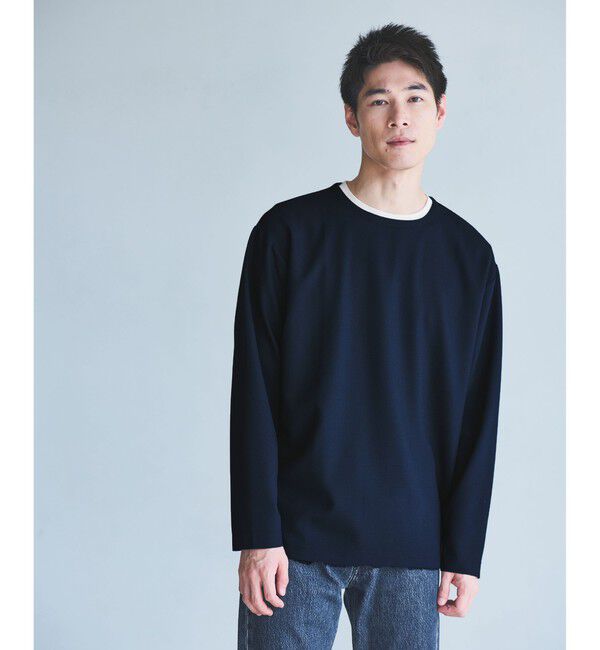 UNITED ARROWS green label relaxing「KIVANC ノーカラー 長袖 Tシャツ -ストレッチ-」|Tシャツ・カットソー|