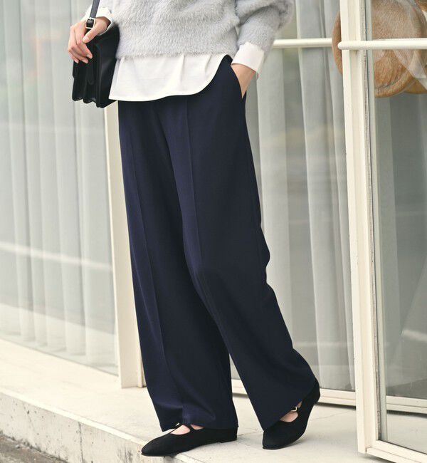 UNITED ARROWS green label relaxing「【WEB限定】＜at ease＞オルマイ ワイド パンツ マシンウォッシャブル ストレッチ 帯電防止」|その他|NAVY