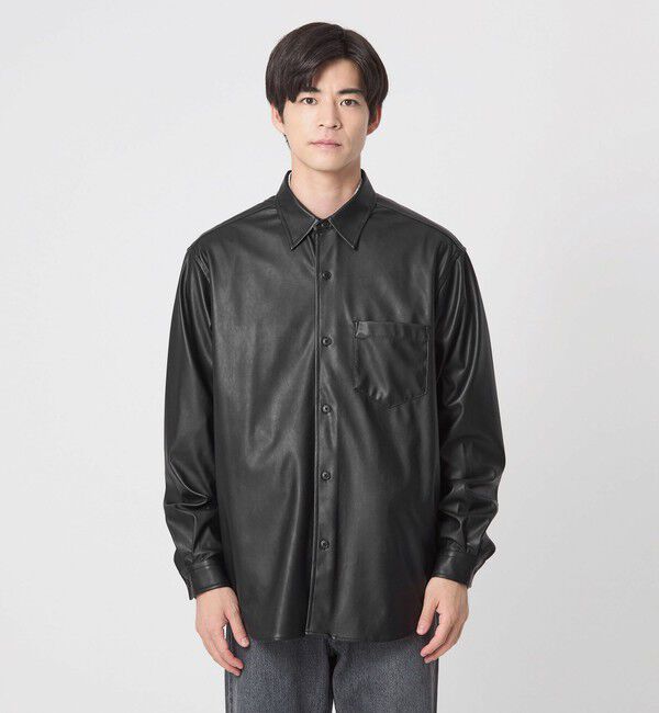 UNITED ARROWS green label relaxing「レザーライク ジャストルーズ シャツ」|シャツ・ブラウス|
