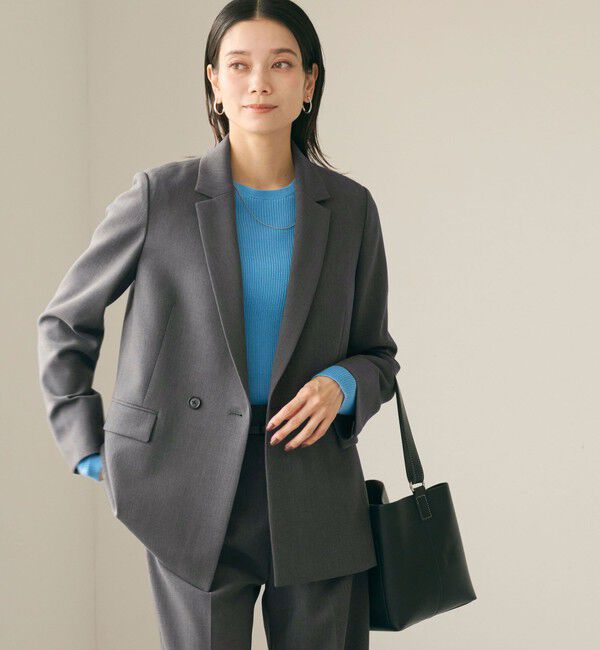 UNITED ARROWS green label relaxing「ダブルクロス ダブル ジャケット ウォッシャブル ストレッチ」|テーラードジャケット|MD.GRAY