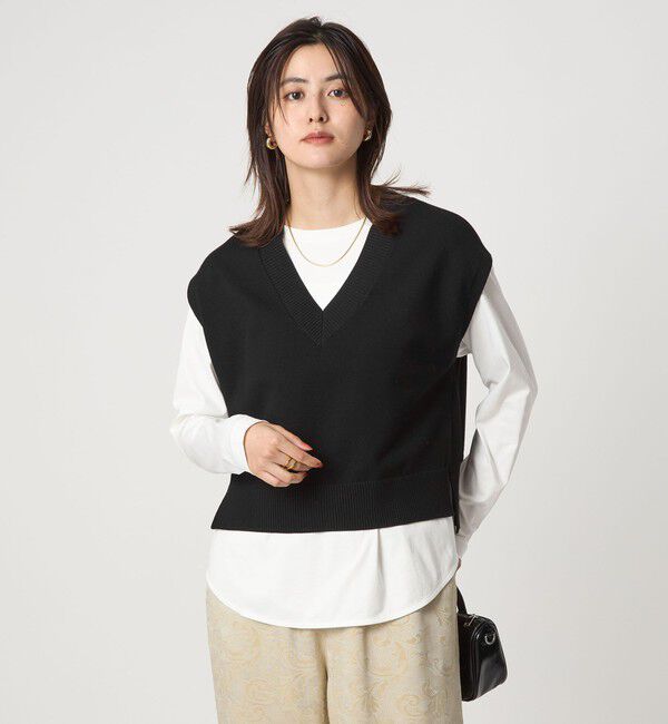 UNITED ARROWS green label relaxing「Vネック ニット ベスト」|ベスト・ジレ|BLACK