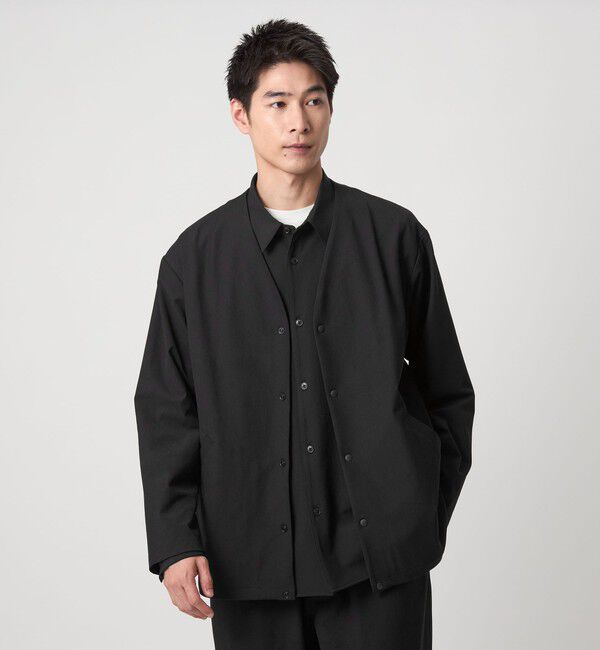 UNITED ARROWS green label relaxing「FREELITCH ノーカラー カーディガン -ストレッチ-」|カーディガン|BLACK