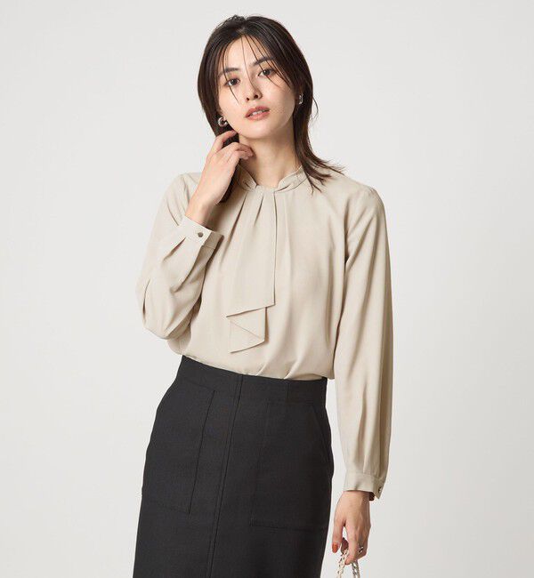 UNITED ARROWS green label relaxing「ネックタイ ロングスリーブ ブラウス」|シャツ・ブラウス|BEIGE