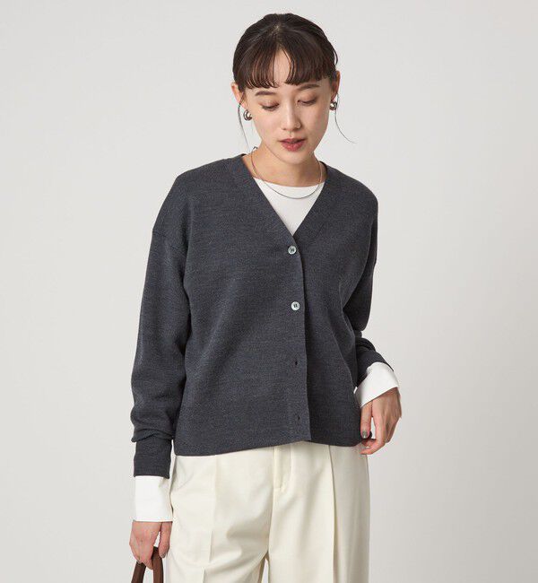 UNITED ARROWS green label relaxing「ウール スムース Vネック カーディガン ウォッシャブル」|カーディガン|