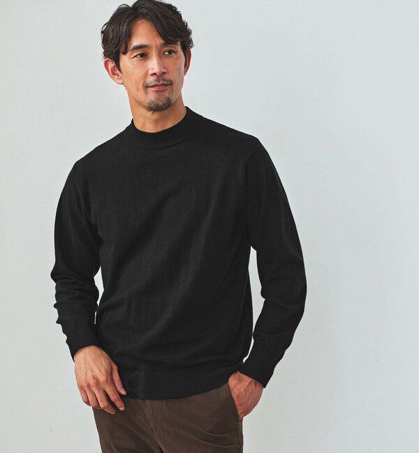 UNITED ARROWS green label relaxing「【WEB限定】JUST fit ジャケイン モックネック ニット」|ニット・セーター|BLACK