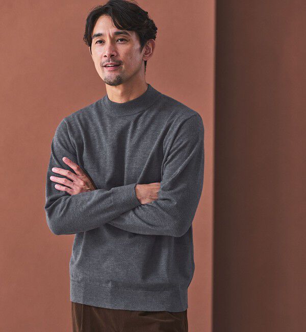 UNITED ARROWS green label relaxing「【WEB限定】JUST fit ジャケイン モックネック ニット」|ニット・セーター|DK.GRAY