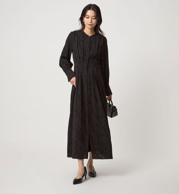 UNITED ARROWS green label relaxing「ジャカード ウエスト タック ワンピース 2」|ワンピース|BLACK