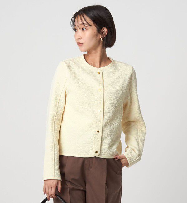 UNITED ARROWS green label relaxing「ブリスタージャカード ノーカラー カットソー カーディガン」|カーディガン|