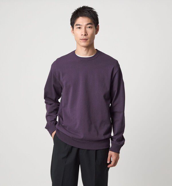 UNITED ARROWS green label relaxing「コットン ポリエステル クルーネック ニット」|ニット・セーター|PURPLE