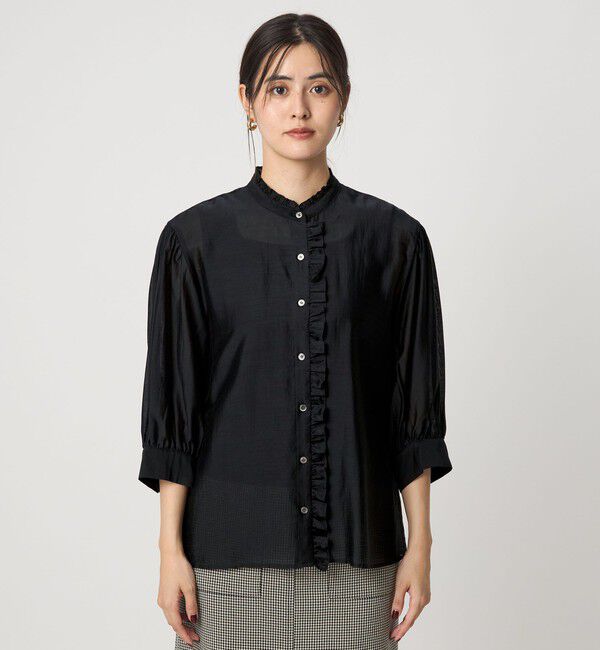 UNITED ARROWS green label relaxing「フロントネック フリル ブラウス」|シャツ・ブラウス|