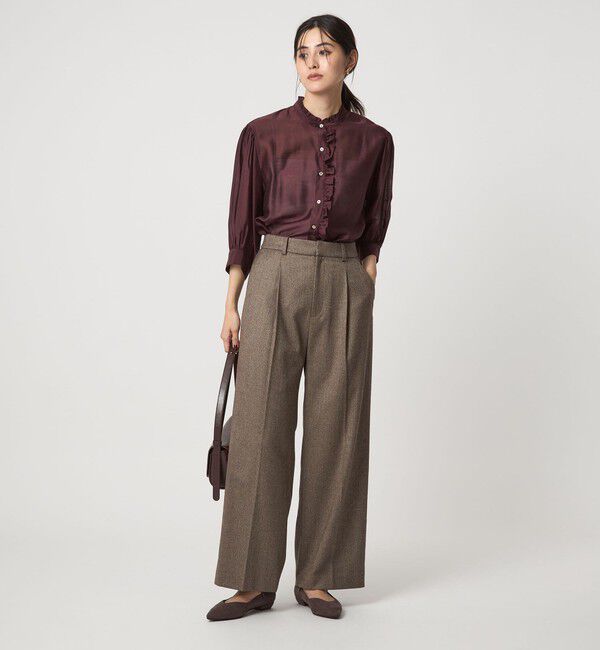 UNITED ARROWS green label relaxing「フロントネック フリル ブラウス」|シャツ・ブラウス|