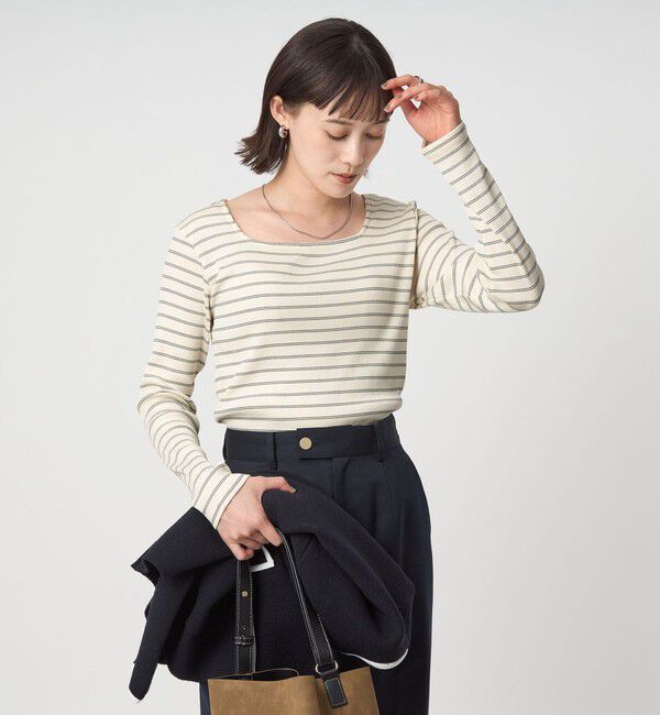 UNITED ARROWS green label relaxing「ブライトリブ スクエアネック ロングスリーブ カットソー 制菌」|Tシャツ・カットソー|