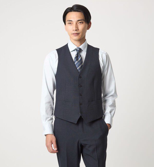 UNITED ARROWS green label relaxing「A+ TWPU バーズアイ 5B スリム ベスト -ウォッシャブル-」|ベスト・ジレ|NAVY