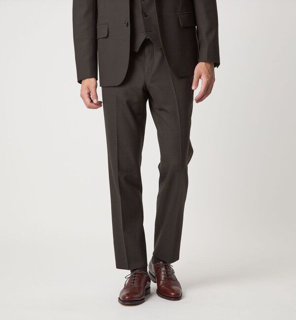 UNITED ARROWS green label relaxing「A+ TWPU バーズアイ スリム アジャスター スラックス -ウォッシャブル・ストレッチ-」|スラックス|DK.BROWN