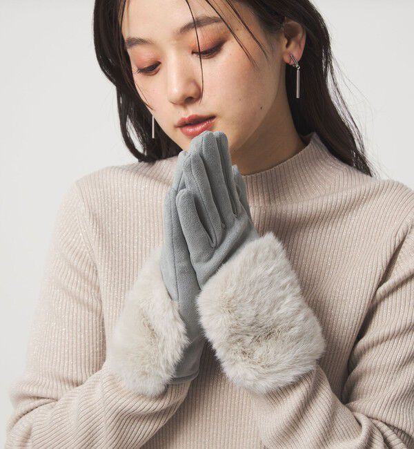 UNITED ARROWS green label relaxing「起毛シルキー フェイクファー グローブ 手洗い可能」|手袋|