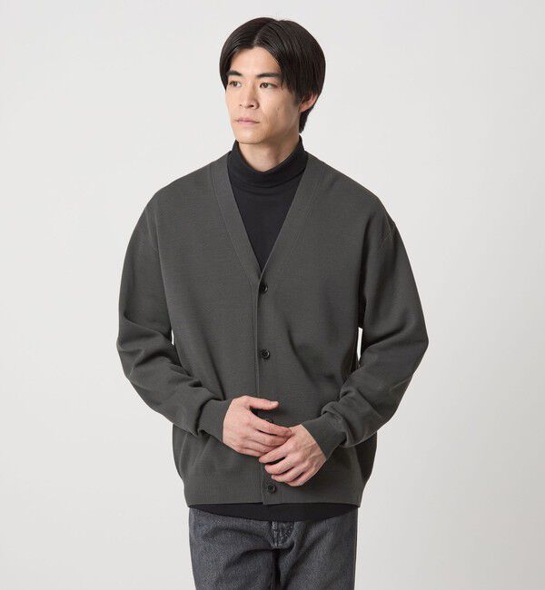 UNITED ARROWS green label relaxing「ポリエステル ウール ミラノリブ Vネック カーディガン」|カーディガン|MD.GRAY