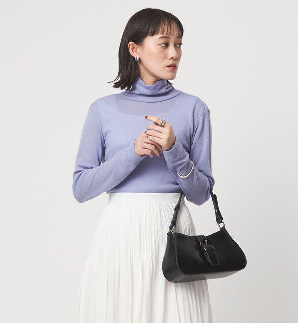 UNITED ARROWS green label relaxing「ウール フライス タートルネック カットソー オフホワイト ライトブルー ウォッシャブル」|Tシャツ・カットソー|