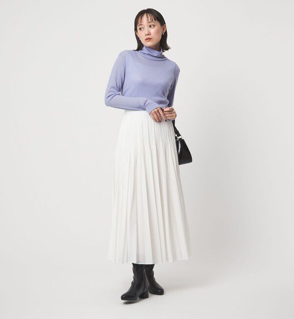 UNITED ARROWS green label relaxing「ウール フライス タートルネック カットソー オフホワイト ライトブルー ウォッシャブル」|Tシャツ・カットソー|