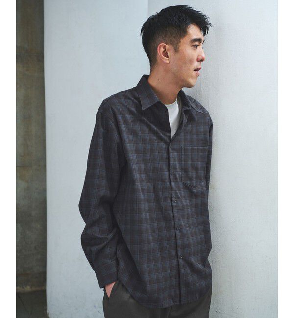 UNITED ARROWS green label relaxing「TRフラノ パターン ジャストルーズ レギュラーカラー シャツ」|シャツ・ブラウス|